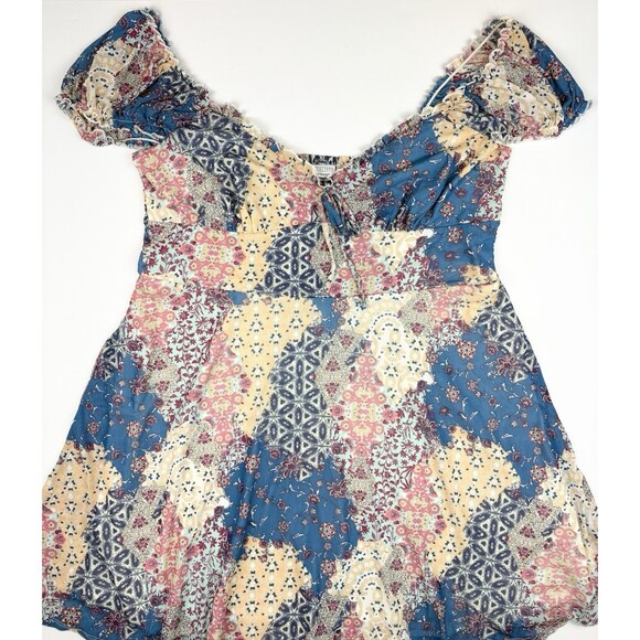 Urban Outfitters Audrey Floral Mesh Babydoll Coquette Patchwork Mini Dress, XXL - Picture 6 of 15